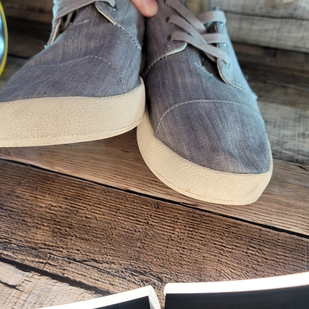 Toms gray men's sneakers with or without laces sz US 10.5 canvas - Picture 8 of 11